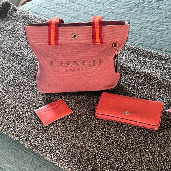 Coach Pink and Red Tote Bag - Picture 1 of 6